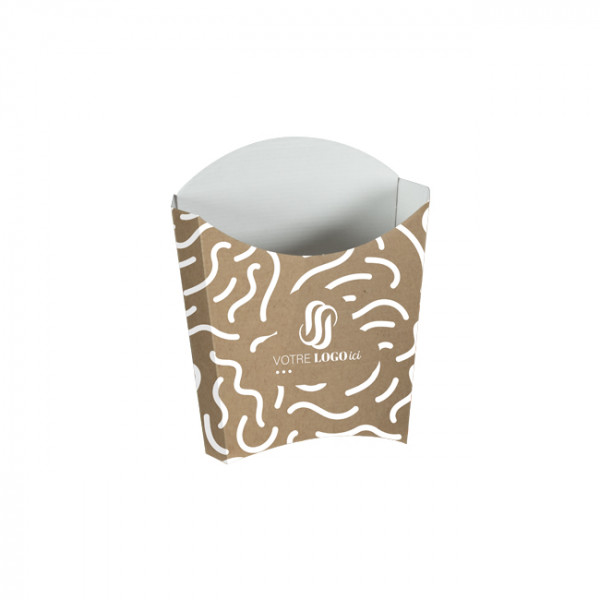 Étui à frites personnalisé en carton kraft 135 g - Impression jusqu'à 4 couleurs