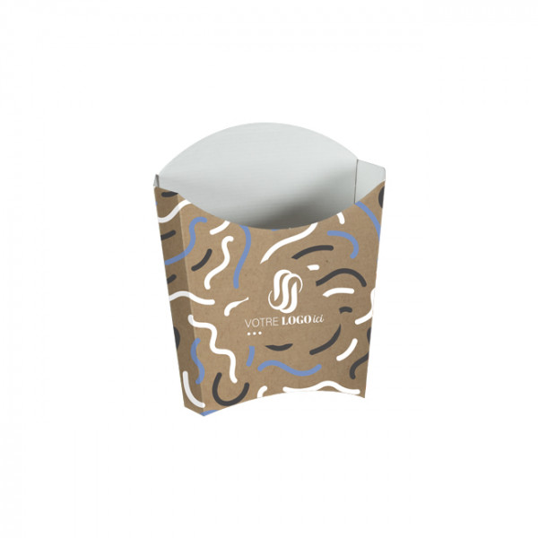 Étui à frites personnalisé en carton kraft 135 g - Impression jusqu'à 4 couleurs