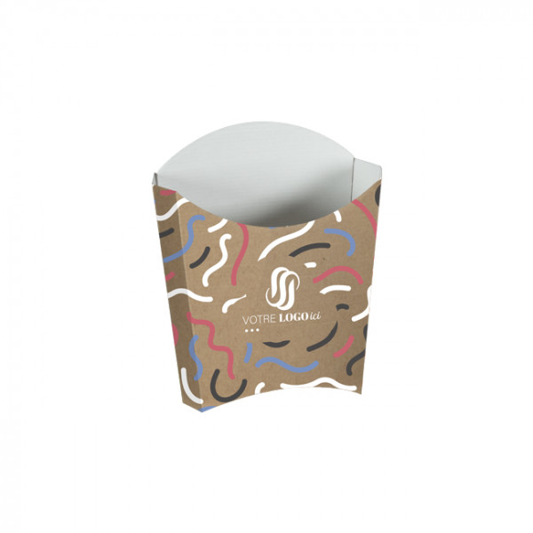 Étui à frites personnalisé en carton kraft 135 g - Impression jusqu'à 4 couleurs