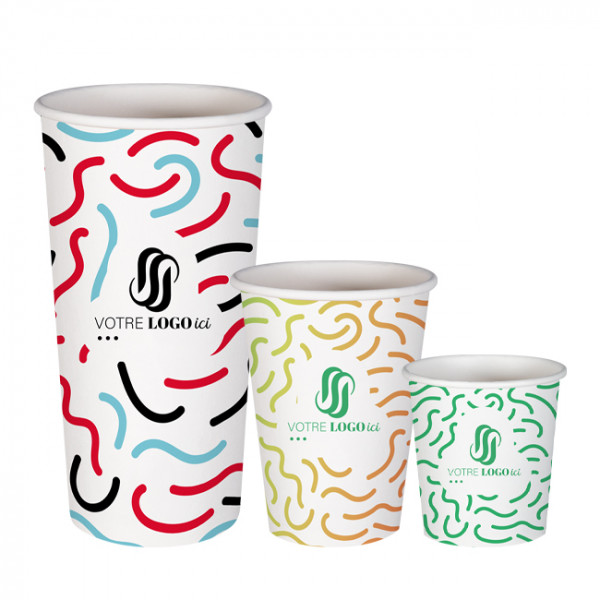 Gobelets en carton simple paroi personnalisés avec logo de marque