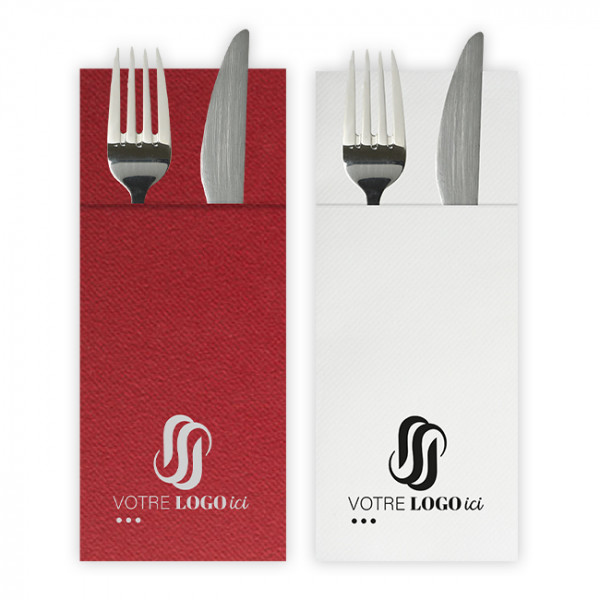 Serviettes en papier kangourou pliées en pochette personnalisées