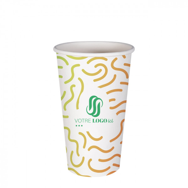Gobelet 16 Oz 100% carton 0% plastique personnalisé - Impression couleurs illimitées