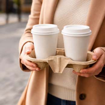 Plateau porte-gobelet en carton pour 2 gobelets