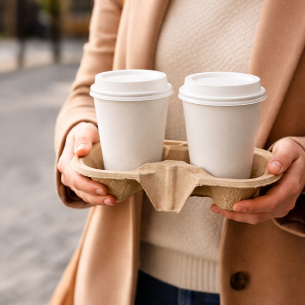 Porte gobelets par 2 en fibres moulées recyclées