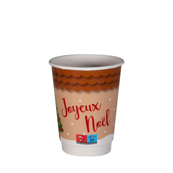 gobelet carton personnalisé couleurs illimitées 35cl double paroi 100G021 Joyeux Noël Inov Abstract Communication