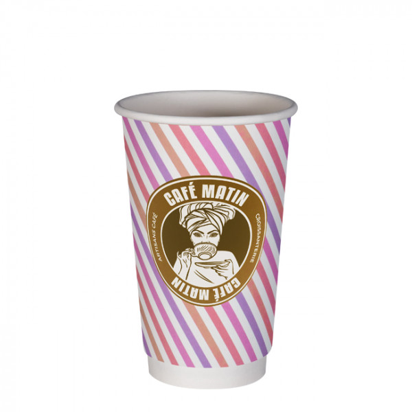 Gobelet 12 Oz double paroi imprimé - couleurs illimitées. Personnalisation sur gobelets carton.
