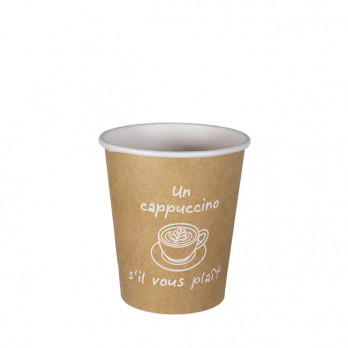 Gobelet carton kraft décoré 8 Oz - Collection naturelle