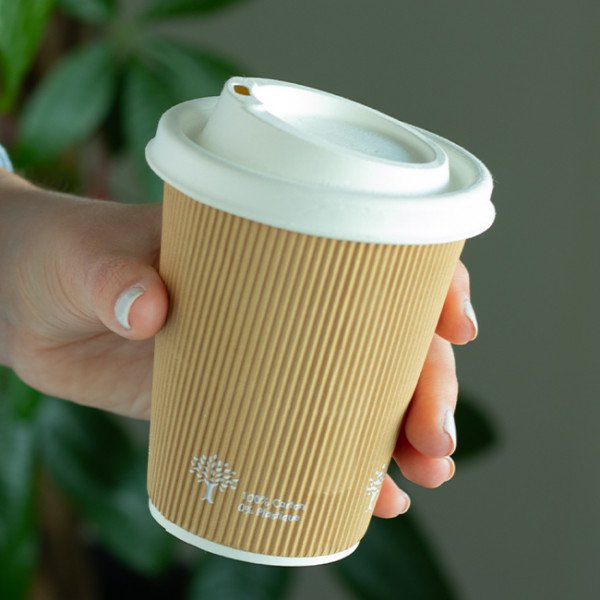 Gobelet carton kraft triple paroi 12 Oz, 100% écologique.