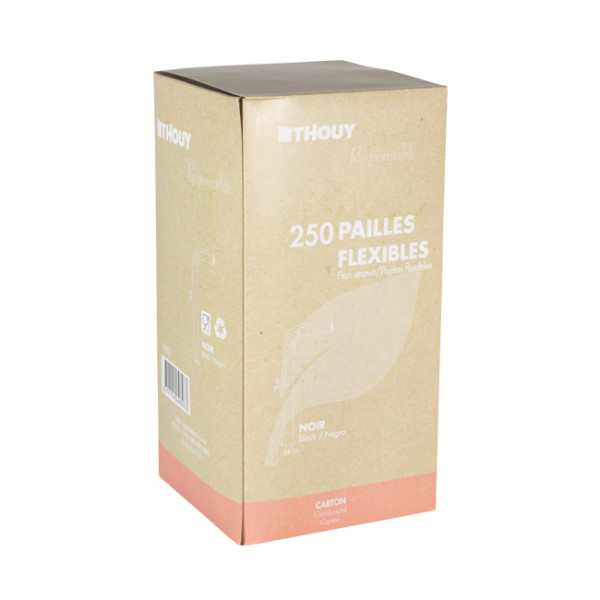 paille flexible carton noir 20cm Ø6mm accessoire agitateur mariage table bleu