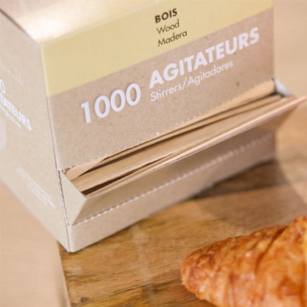 agitateurs en bois 14 cm, boîte de 1000, pailles, accessoires, verres réutilisables, flûtes à champagne 13,5 cL.