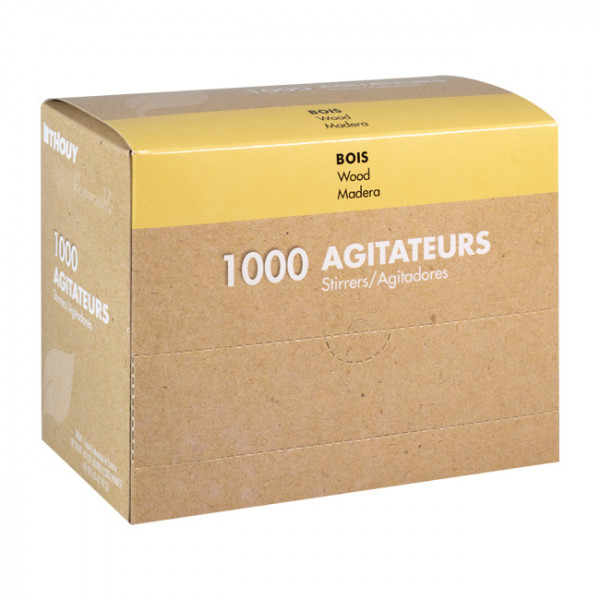 Agitateurs en bois 14 cm - Boîte distributrice de 1000