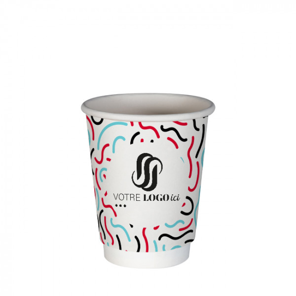Gobelet 12 Oz en carton double paroi personnalisé - Impression 3 couleurs