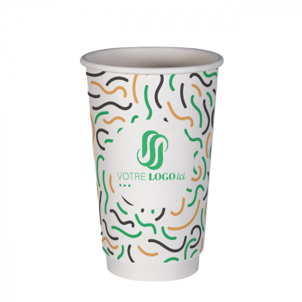 Gobelet 20 Oz 100% carton 0% plastique double paroi personnalisé - Impression 3 couleurs