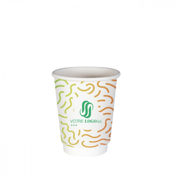 Gobelet 8 Oz en carton double paroi personnalisé - Impression couleurs illimitées