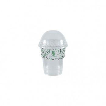 Gobelet à milkshake personnalisé en PET avec couvercle dôme 25 cL - Impression jusqu'à 4 couleurs