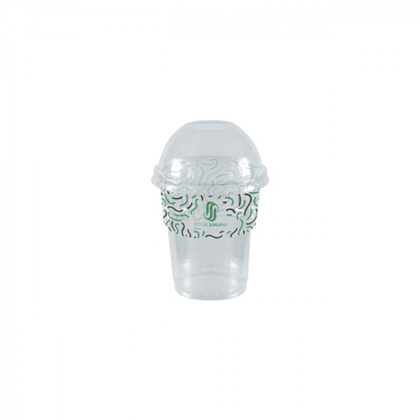 Gobelet à milkshake personnalisé en PET avec couvercle dôme 25 cL - Impression jusqu'à 4 couleurs
