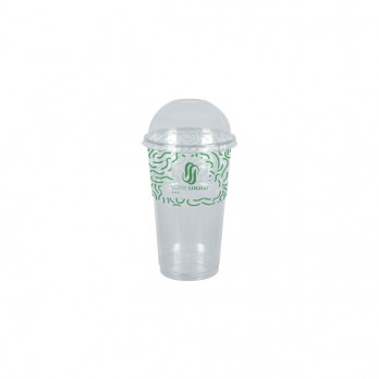 Gobelet à milkshake personnalisé en PET avec couvercle dôme 30 cL - Impression jusqu'à 4 couleurs