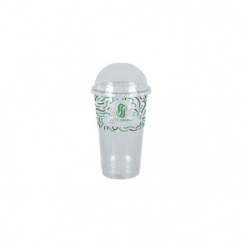 Gobelet à milkshake personnalisé en PET avec couvercle dôme 30 cL - Impression jusqu'à 4 couleurs