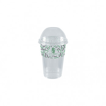 Gobelet à milkshake personnalisé en PET avec couvercle dôme 35 cL - Impression jusqu'à 4 couleurs