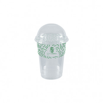 Gobelet à milkshake personnalisé en PET avec couvercle dôme 45 cL - Impression jusqu'à 4 couleurs