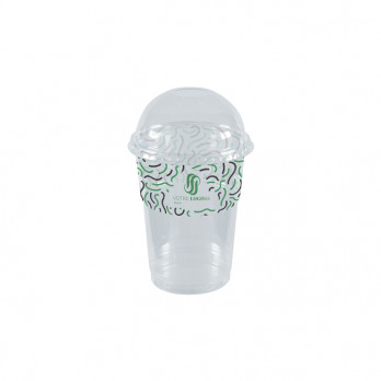 Gobelet à milkshake personnalisé en PET avec couvercle dôme 45 cL - Impression jusqu'à 4 couleurs
