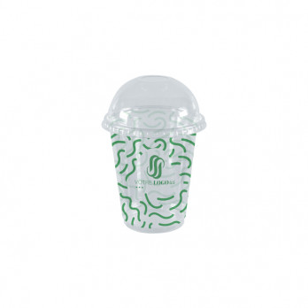 Gobelet à milkshake personnalisé en PET avec couvercle dôme 55 cL - Impression jusqu'à 4 couleurs