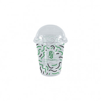 Gobelet à milkshake personnalisé en PET avec couvercle dôme 55 cL - Impression jusqu'à 4 couleurs