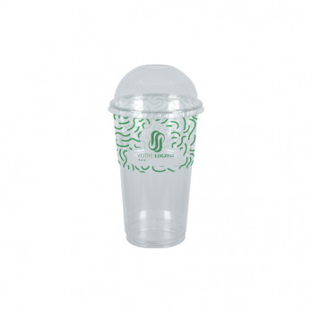 Gobelet à milkshake personnalisé en PET avec couvercle dôme 65 cL - Impression jusqu'à 4 couleurs