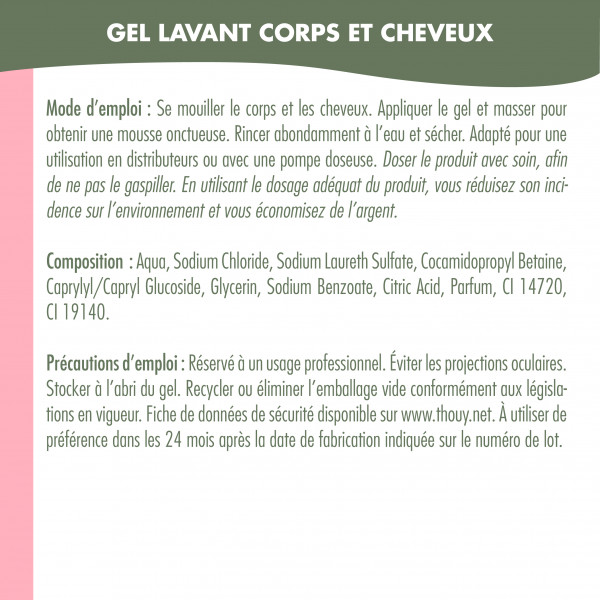 Étiquette gel lavant corps et cheveux Thouy Ecolabel