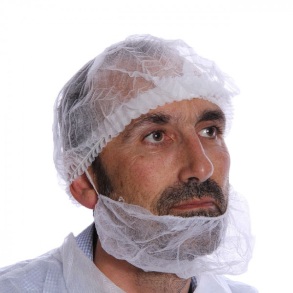 Cache-barbe blanc - lot de 100 - équipement de protection individuelle