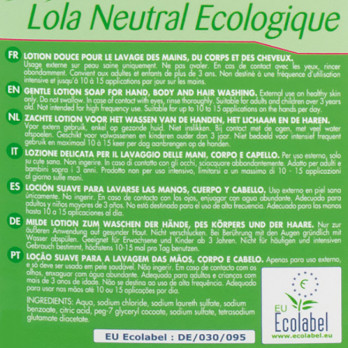 Savon Lola Neutral Écologique mains, corps et cheveux 5 L