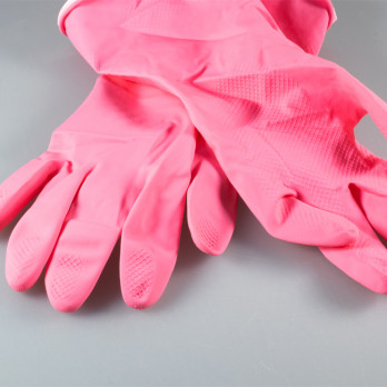 Paire de gants en latex naturel rose