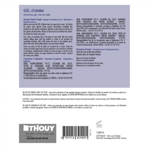 gel d'atelier 5L 12S010, gel d'atelier 5 L, gel d'atelier 5L 12S010, image