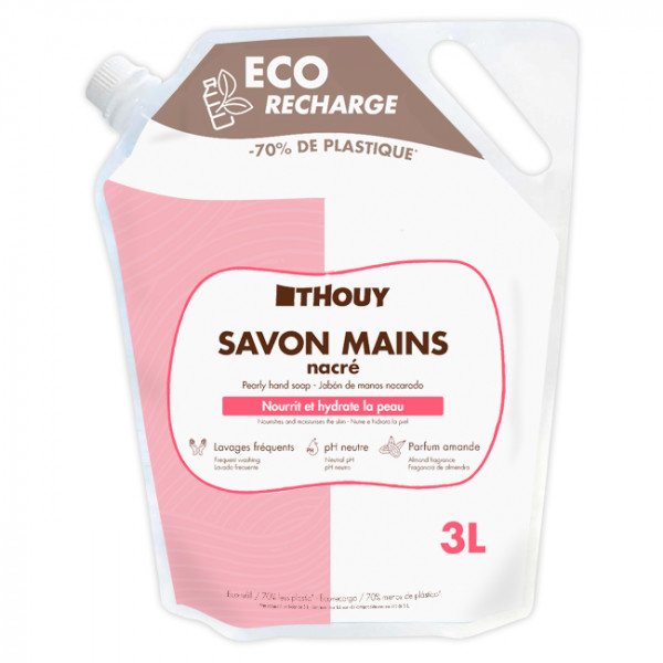 Eco recharge de 3 l savon mains nacré