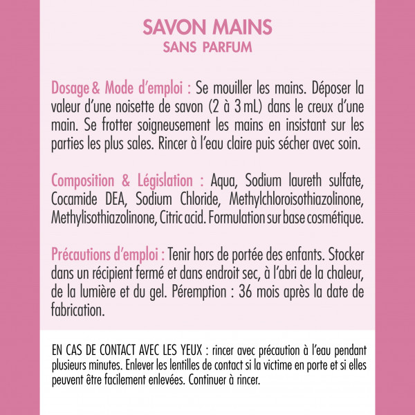 Composition savon mains sans parfum Thouy