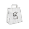 Sac cabas en papier blanc décoré avec poignées plates 26 + 17 x 28 cm - Collection tendance