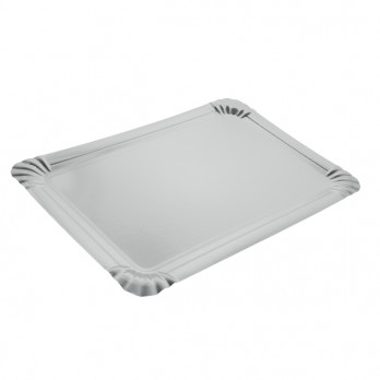 Plateau traiteur en carton argenté 28 x 42 cm