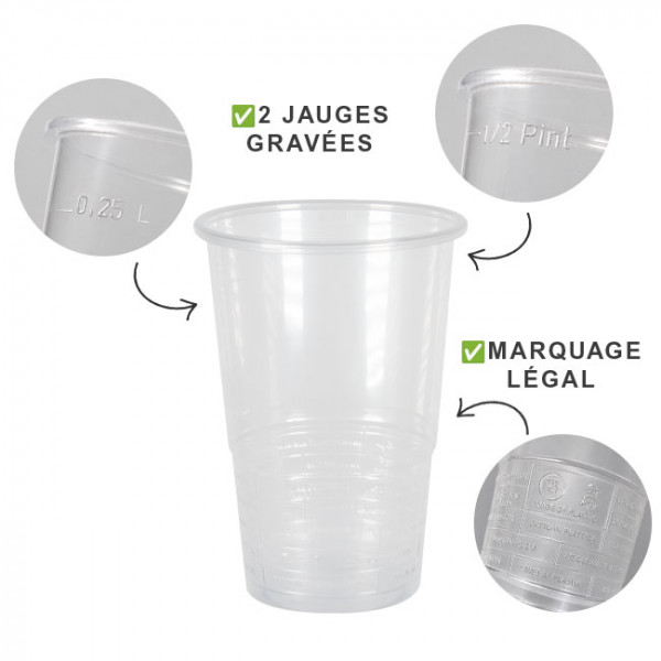 Gobelet plastique avec jauge 25 cL