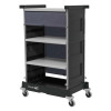 Grand chariot hôtelier NKT0 ReFlo Numatic avec 2 étagères doubles, toile occultante et 4 roulettes multidirectionnelles