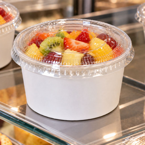 Coupe à dessert en carton avec couvercle pour salade de fruits à emporter
