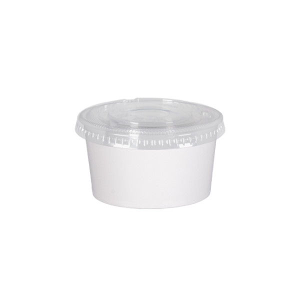 Bol en carton blanc et couvercle en PET 230 mL