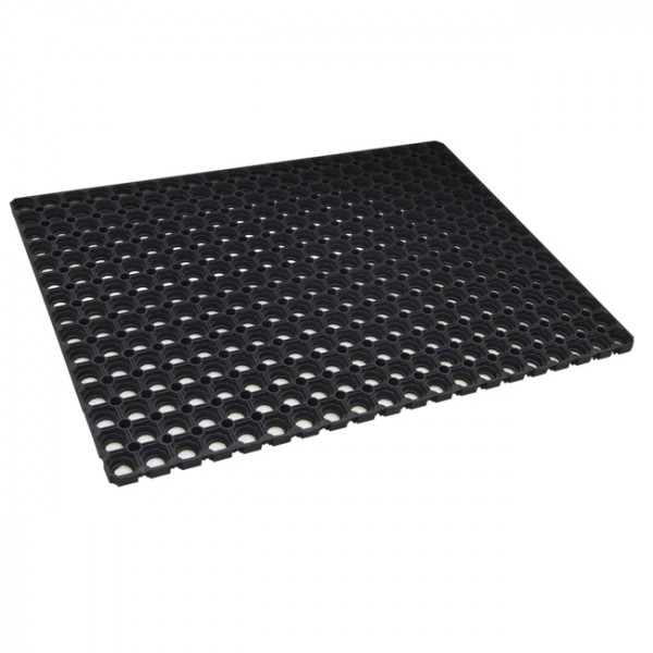 Tapis caillebotis caoutchouc noir 100x150cm pour extérieur