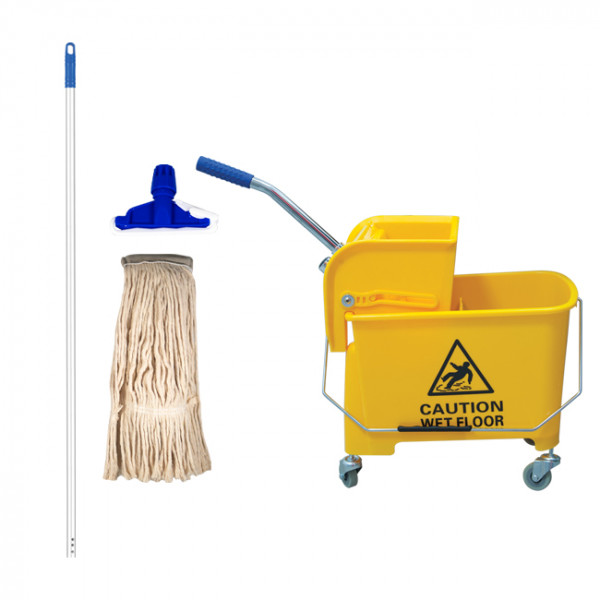 Kit chariot de lavage Puma 20 L + balai Faubert - Matériel de lavage