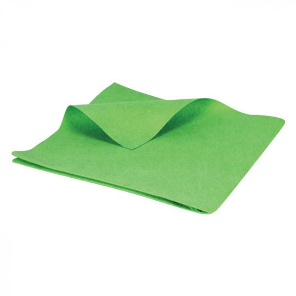 Lavette microfibre verte lisse pour vitres.