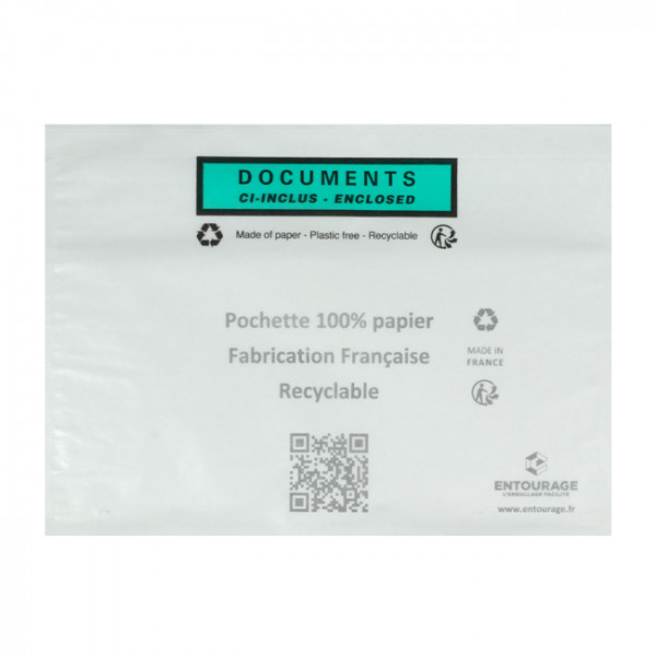 Pochette adhésive pour documents A4 pliés en deux