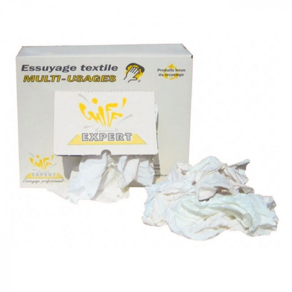 Chiffons d'essuyage draps coton blanc supérieur - Carton de 10 kg
