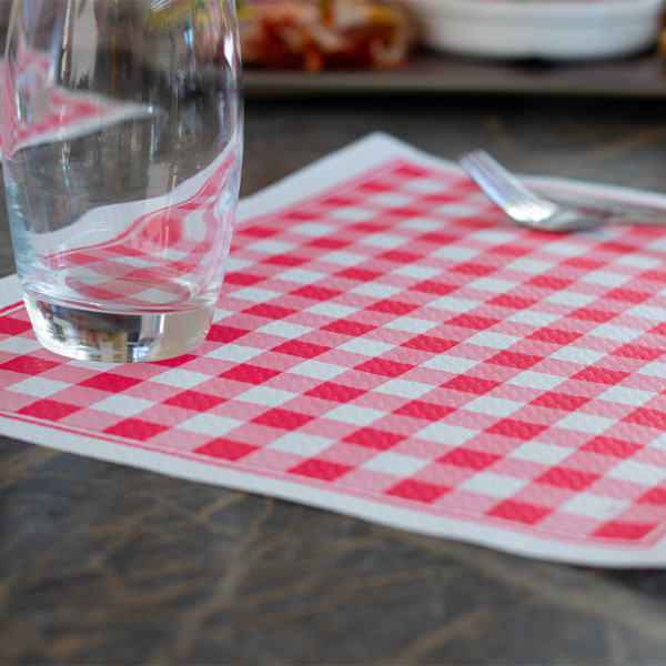 set de table en papier vichy 30 x 40 cm carreaux rouge et blanc F3000VIC