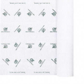 Nappe en papier gaufré blanc 1,20 x 100 m - Impression 1 couleur