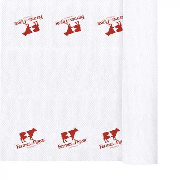 Nappe blanche en papier avec logo