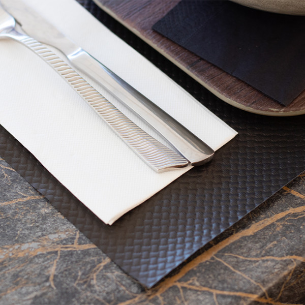 Sets de table en papier noir pas chers pour restaurant